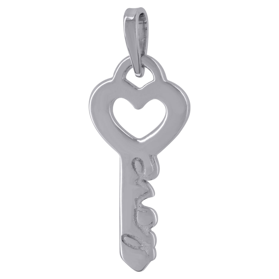 925 Sterling Silver Mens Love Key Charm Pendant