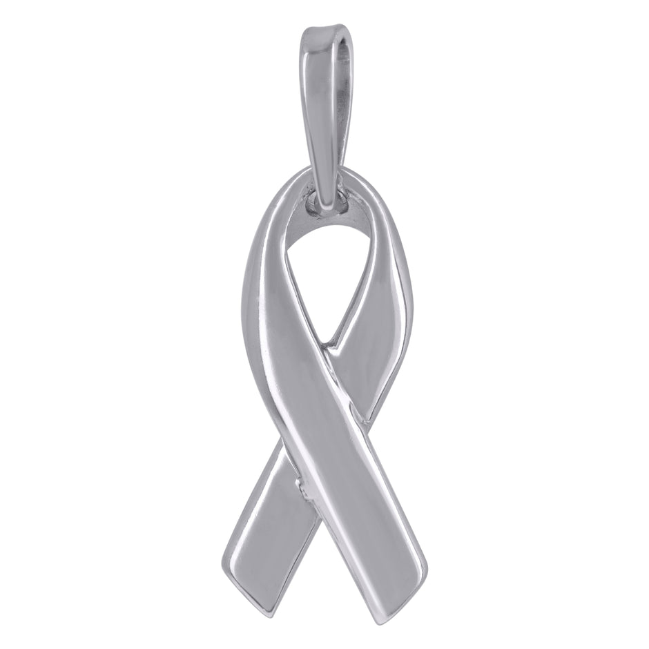 925 Sterling Silver Womens Symbol Ribbon Charm Pendant