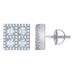 925 Sterling Silver Unisex Princess-Cut Cubic-Zirconia Square Fashion Stud Earrings