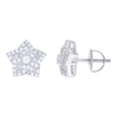 925 Sterling Silver Unisex Baguette Cubic-Zirconia Star Fashion Stud Earrings