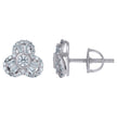 925 Sterling Silver Unisex Baguette Cubic-Zirconia Flower Fashion Stud Earrings
