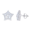 925 Sterling Silver Unisex Baguette Cubic-Zirconia Star Fashion Stud Earrings