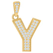 10Kt Yellow Gold Unisex Cubic-Zirconia Initial Alphabet Y Charm Pendant