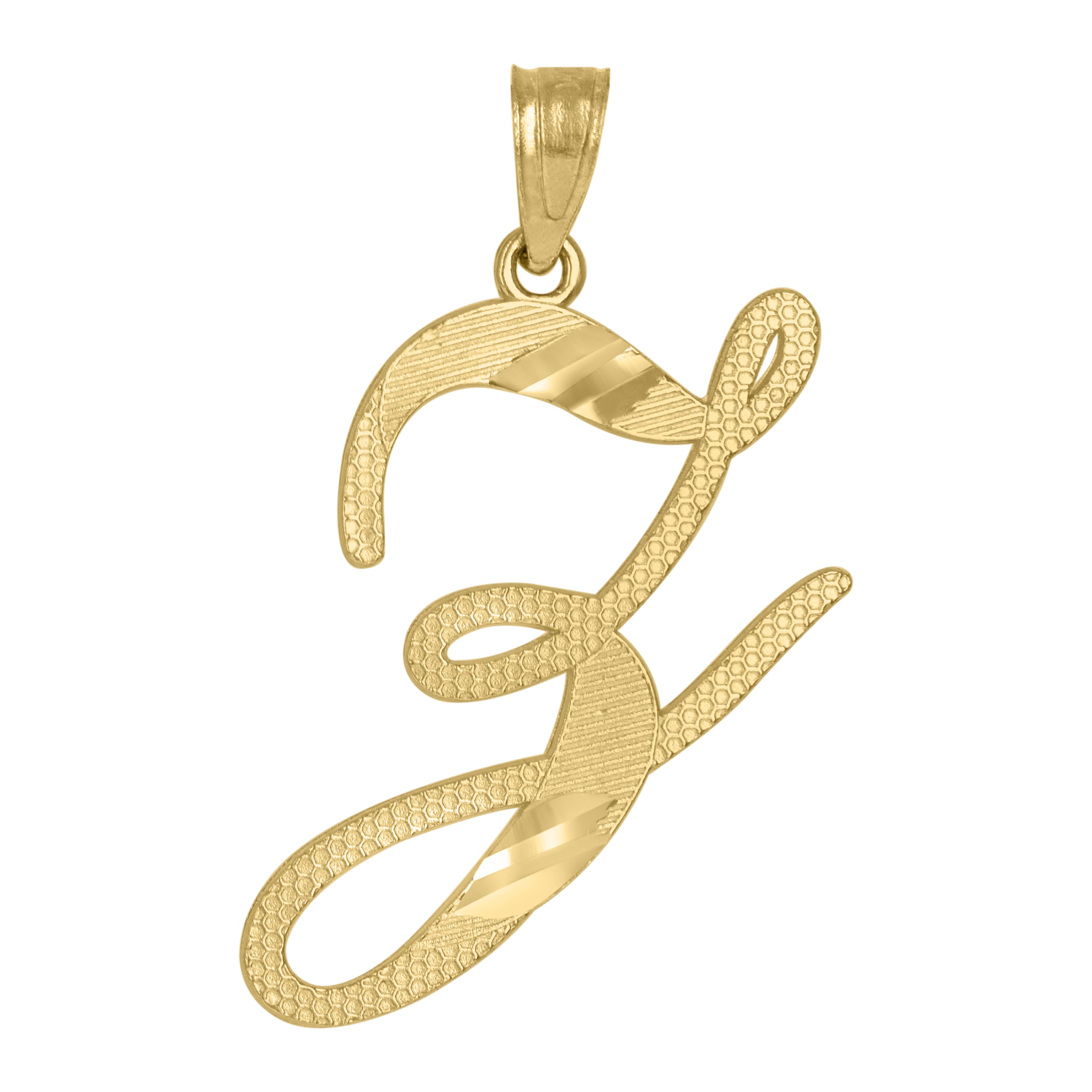 10kt Yellow Gold Unisex Letter Z Alphabet Initials Charm Pendant 