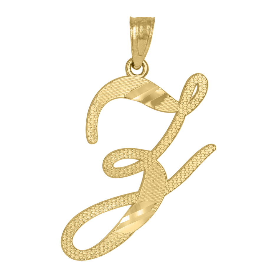 10kt Yellow Gold Unisex Letter Z Alphabet Initials Charm Pendant 