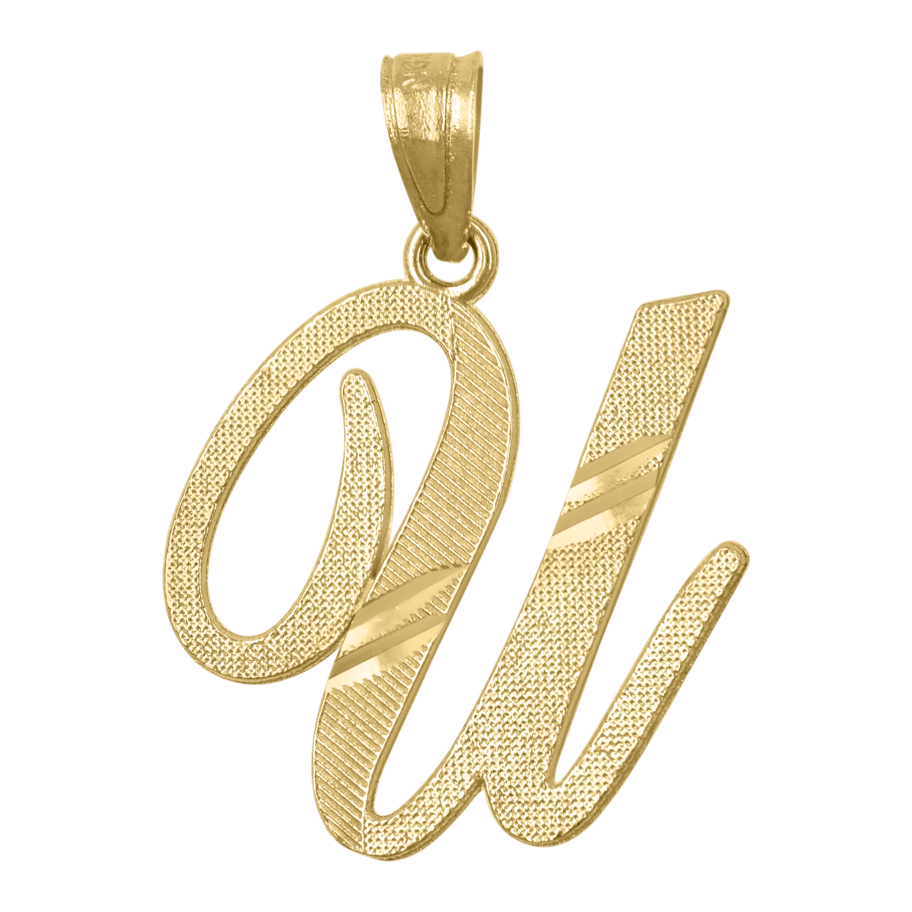 10Kt Yellow Gold Unisex Initial Alphabet U Charm Pendant
