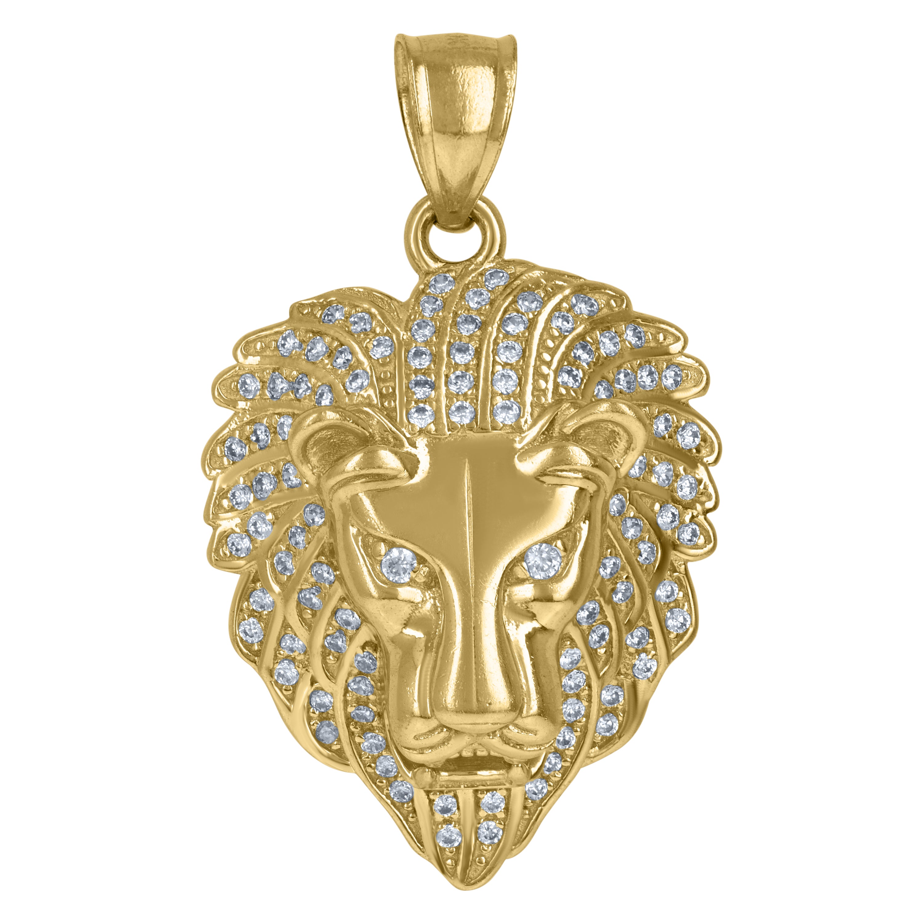 10kt Yellow Gold Mens Cubic-Zirconia Leo/Lion Zodiac Sign/Wildlife Charm Pendant 