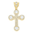 10kt Yellow Gold Mens Cubic Zirconia Cross Religious Charm Pendant