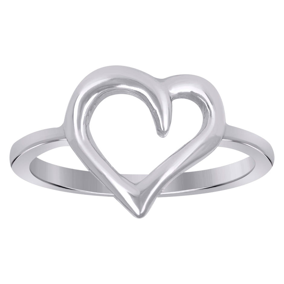 925 Sterling Silver Womens Heart Love Ring Size 7 - SLV-106979