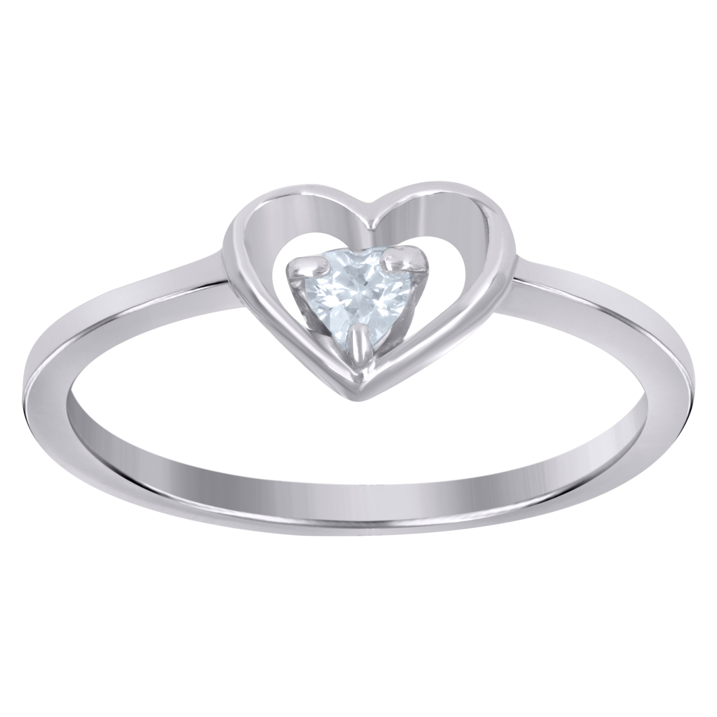 925 Sterling Silver Womens Trillion Cubic-Zirconia Heart Love Ring Size 5