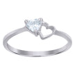 925 Sterling Silver Womens Trillion Cubic-Zirconia Heart Love Ring Size 8 - SLV-106987