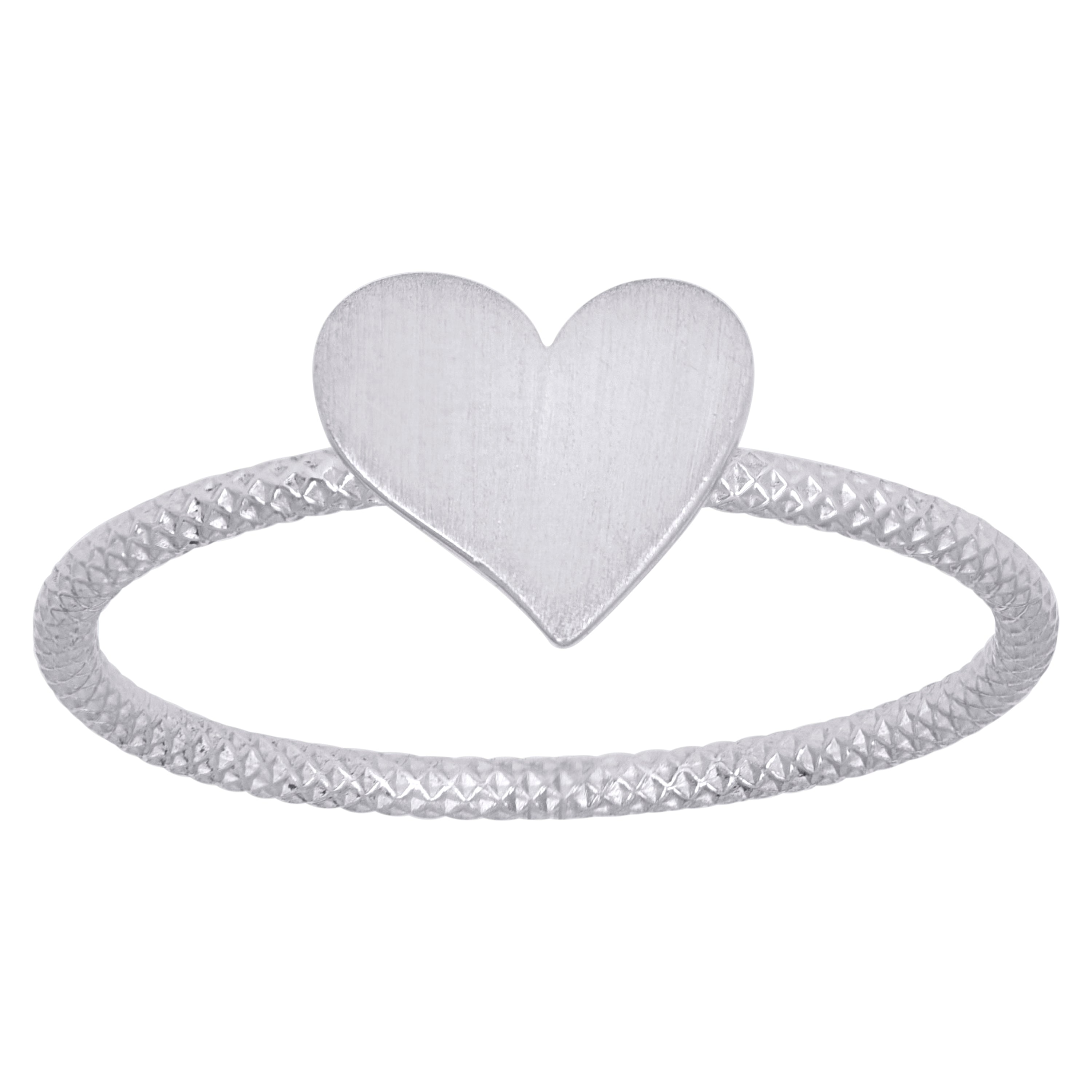 925 Sterling Silver Womens Heart Love Ring Size 6 - SLV-106994