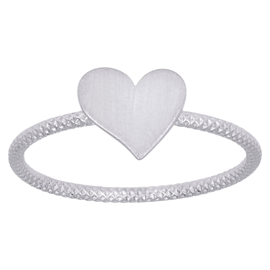 925 Sterling Silver Womens Heart Love Ring Size 6 - SLV-106994