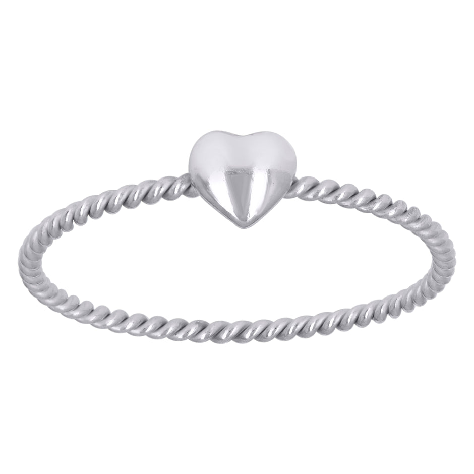 925 Sterling Silver Womens Heart Love Ring Size 5