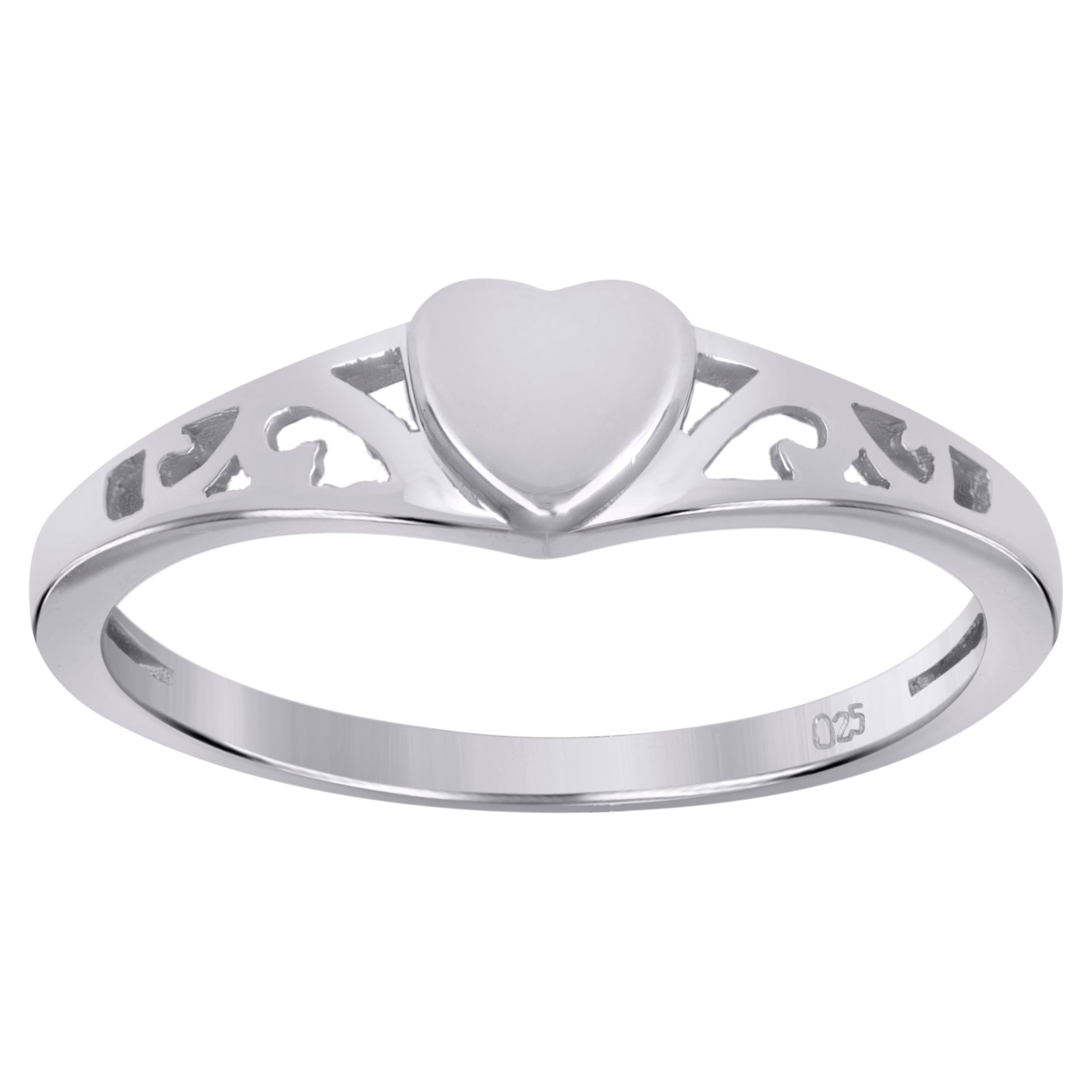 925 Sterling Silver Womens Heart Love Ring Size 5