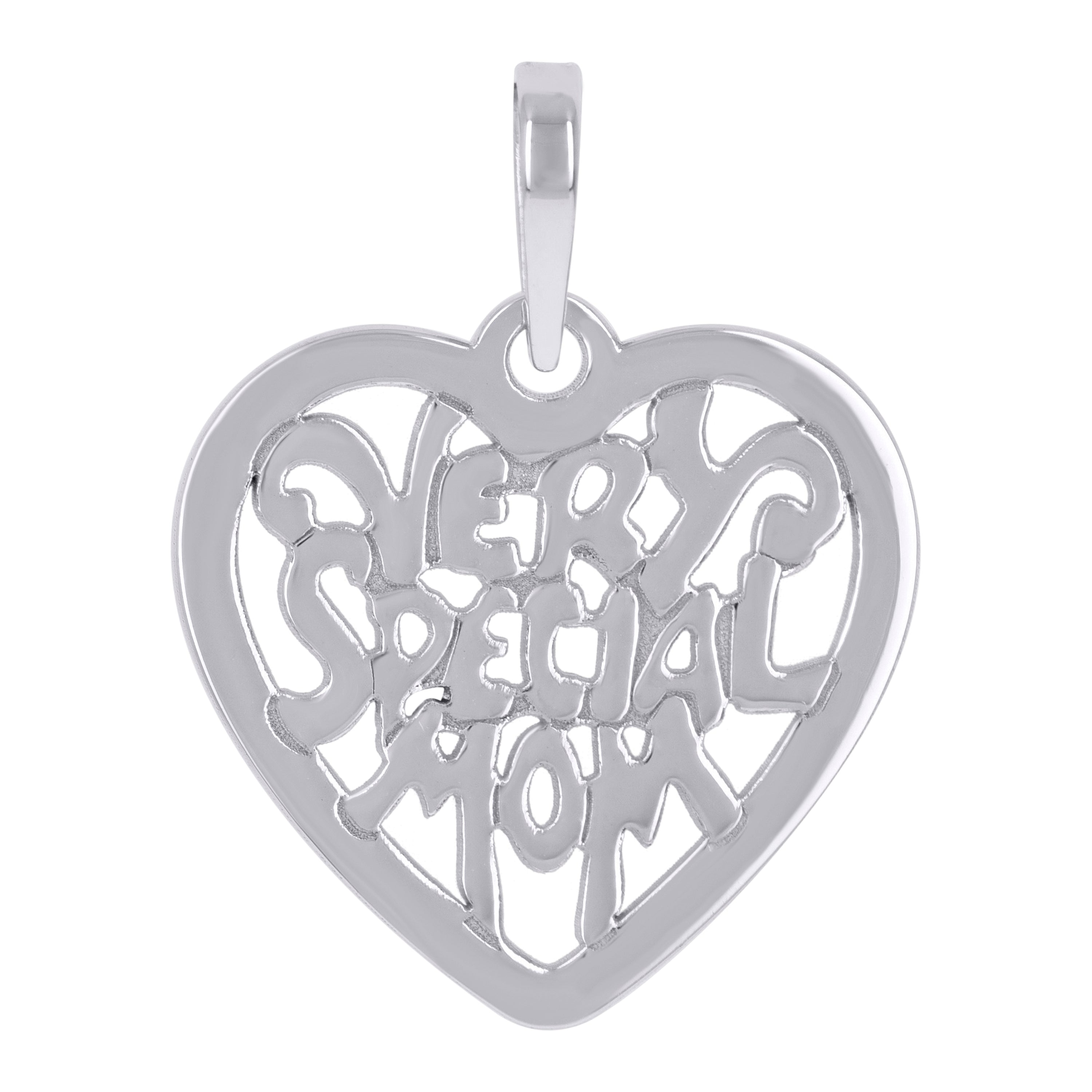 925 Sterling Silver Womens Special Mom Heart Charm Pendant