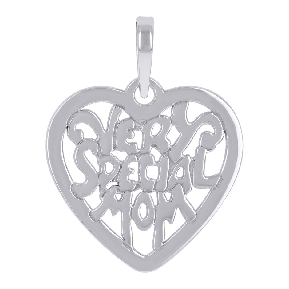 925 Sterling Silver Womens Special Mom Heart Charm Pendant