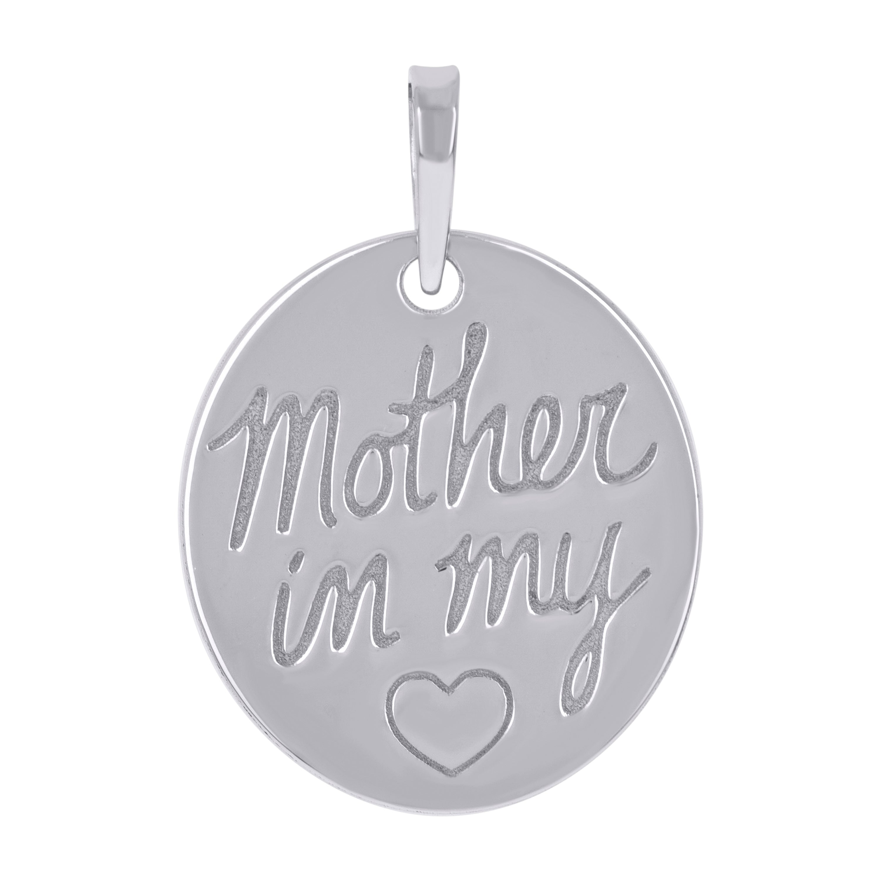 925 Sterling Silver Unisex Mother In My Heart Charm Pendant