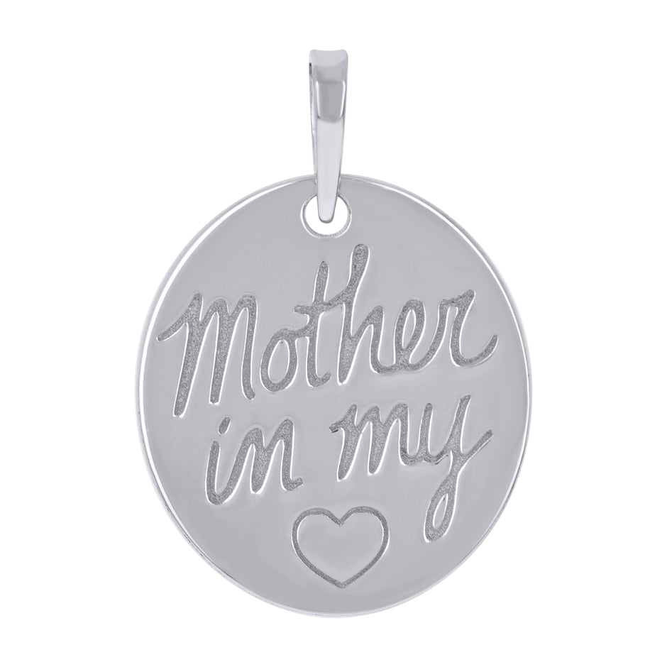 925 Sterling Silver Unisex Mother In My Heart Charm Pendant