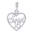 925 Sterling Silver Womens Sweet 16 Heart Quinceanera Charm Pendant