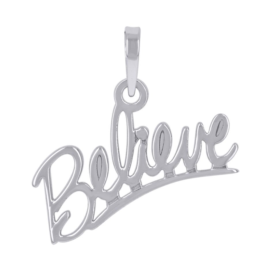 925 Sterling Silver Unisex Believe Talking Charm Pendant