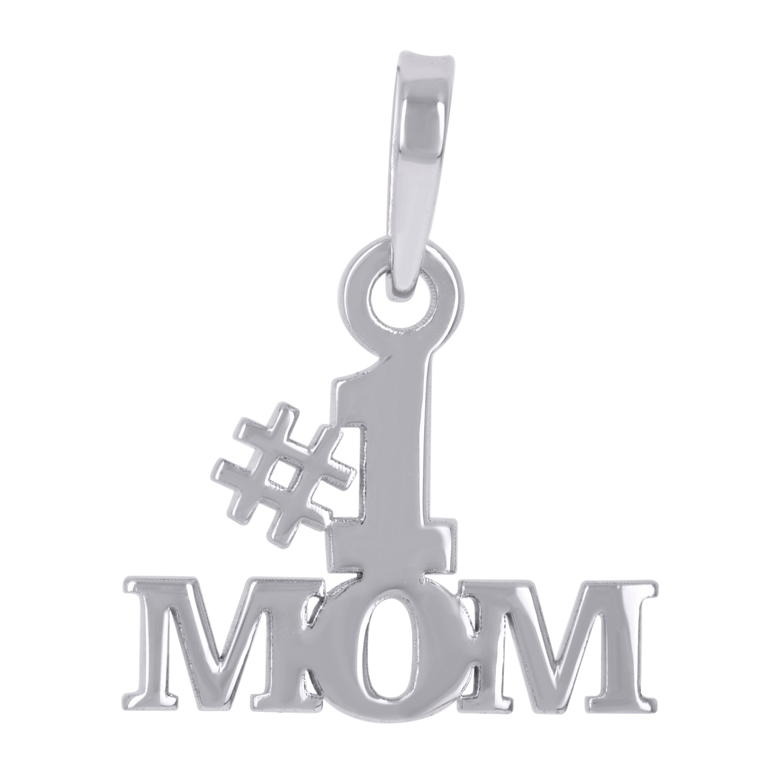 925 Sterling Silver Womens #1 Mom Talking Charm Pendant