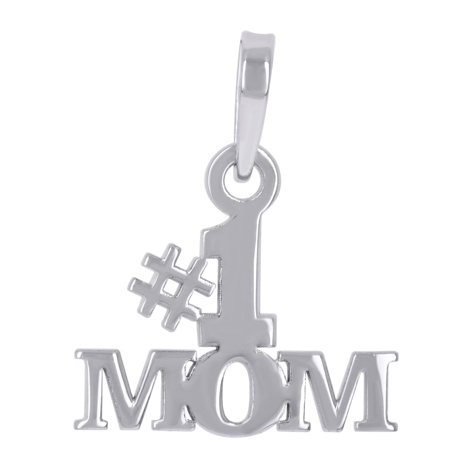 925 Sterling Silver Womens #1 Mom Talking Charm Pendant