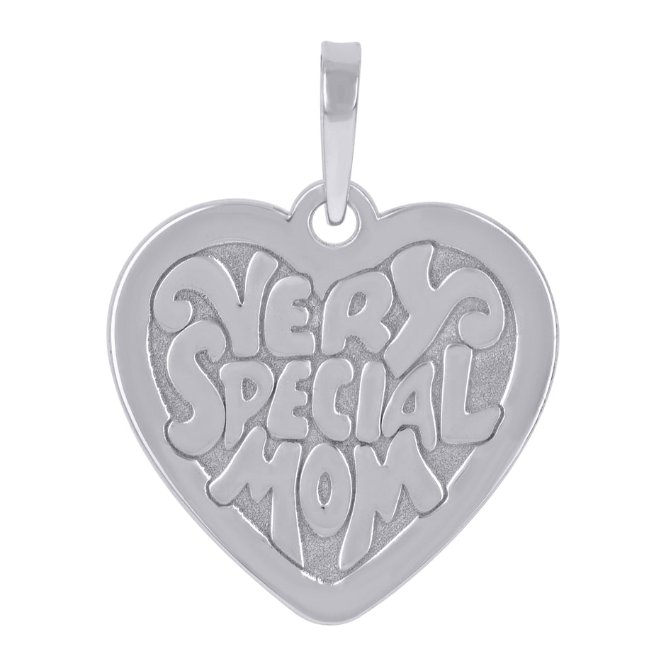 925 Sterling Silver Womens Very Special Mom Heart Charm Pendant