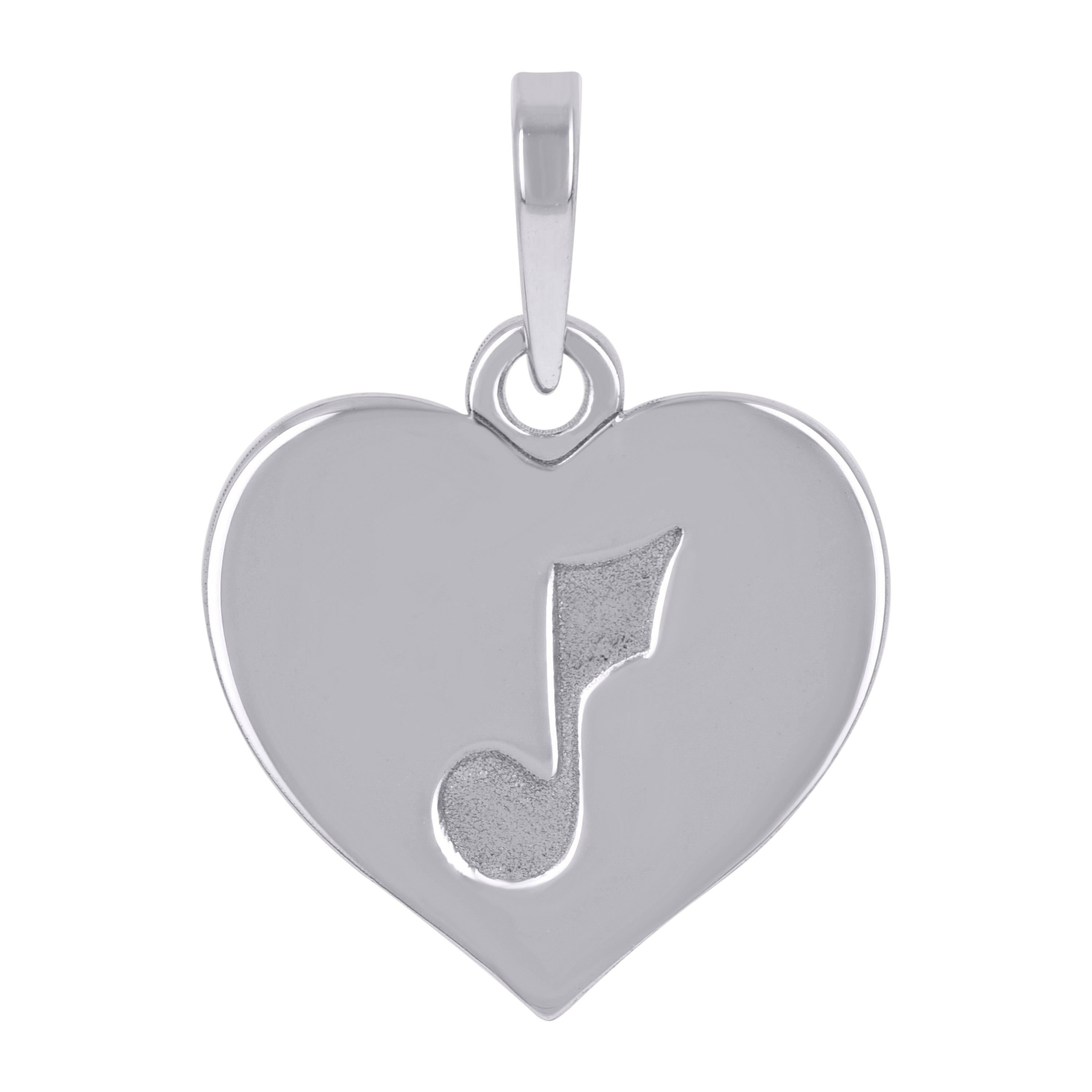 925 Sterling Silver Womens Treble Clef Music Note Heart Charm Pendant