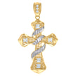 10kt Two-Tone Gold Mens Princess Cut Cubic-Zirconia Religious Cross Charm Pendant