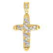 10kt Two-Tone Gold Mens Princess Cut Cubic-Zirconia Religious Cross Charm Pendant