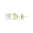 10kt Yellow Gold Unisex Princess Cut Cubic-Zirconia Square Stud Earrings