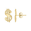 10kt Yellow Gold Mens Gambling Dollar Sign Stud Earrings