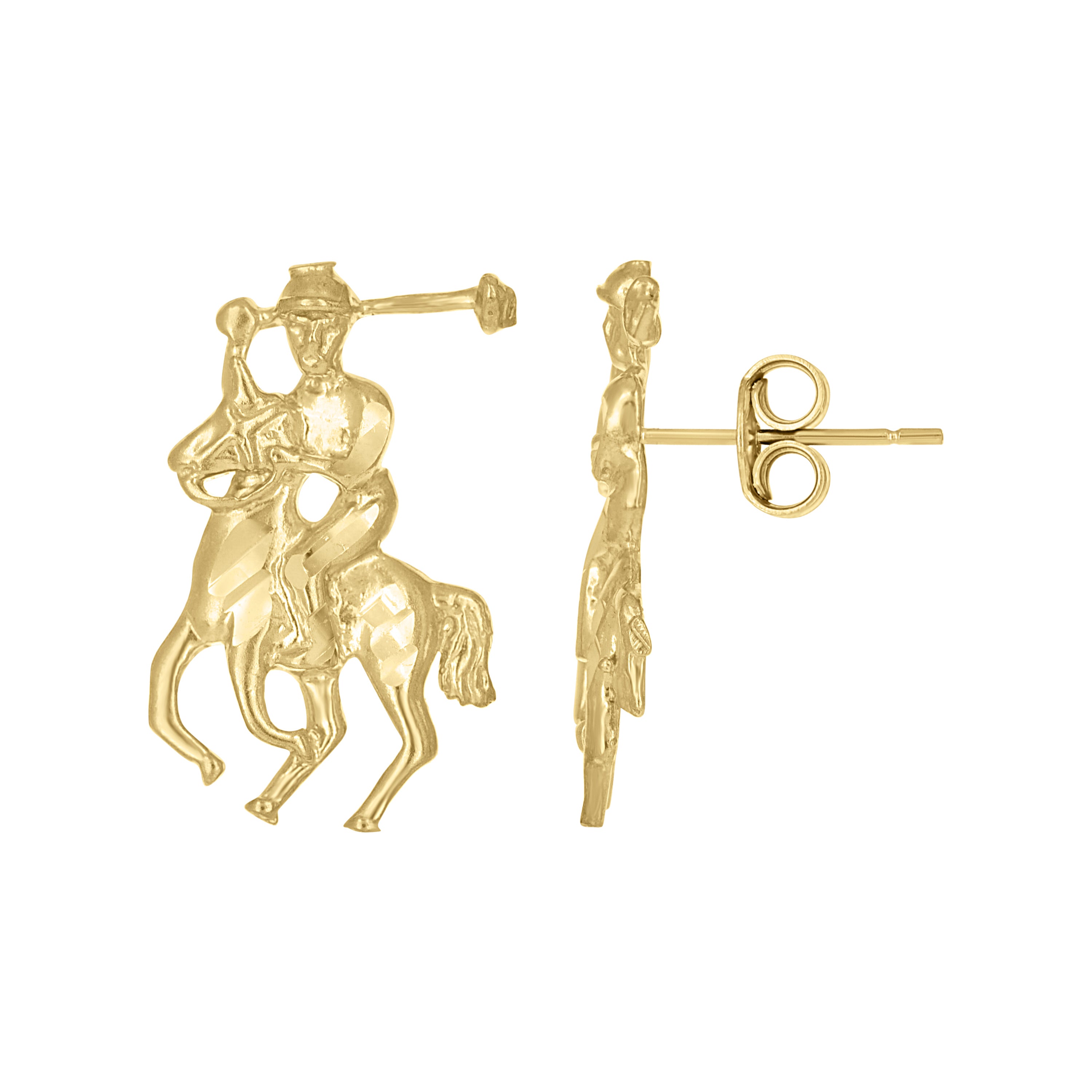 10kt Yellow Gold Mens Sports Polo Stud Earrings