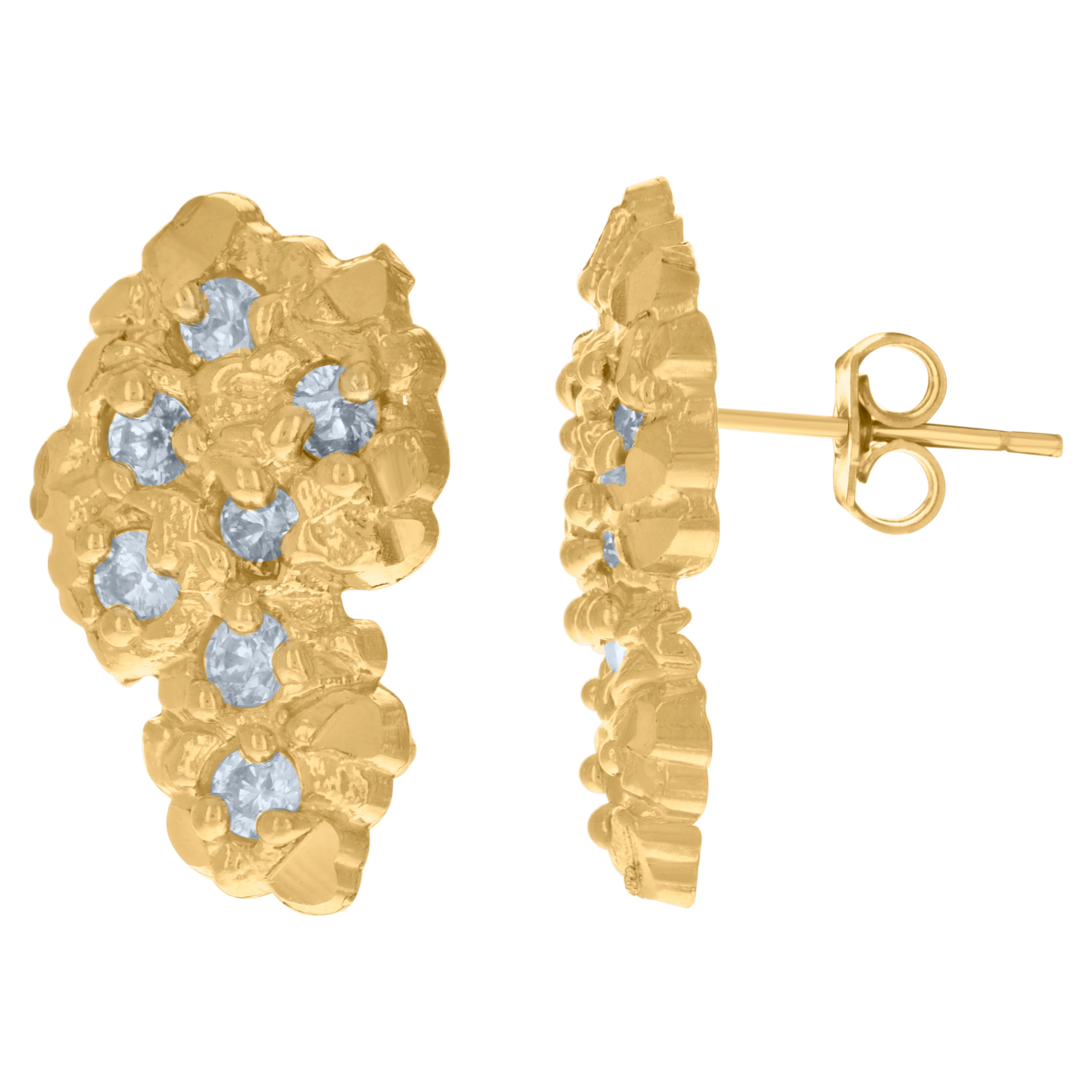 10kt Yellow Gold Mens Cubic-Zirconia Country Map Stud Earrings