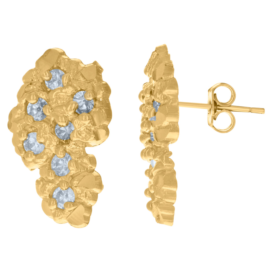 10kt Yellow Gold Mens Cubic-Zirconia Country Map Stud Earrings