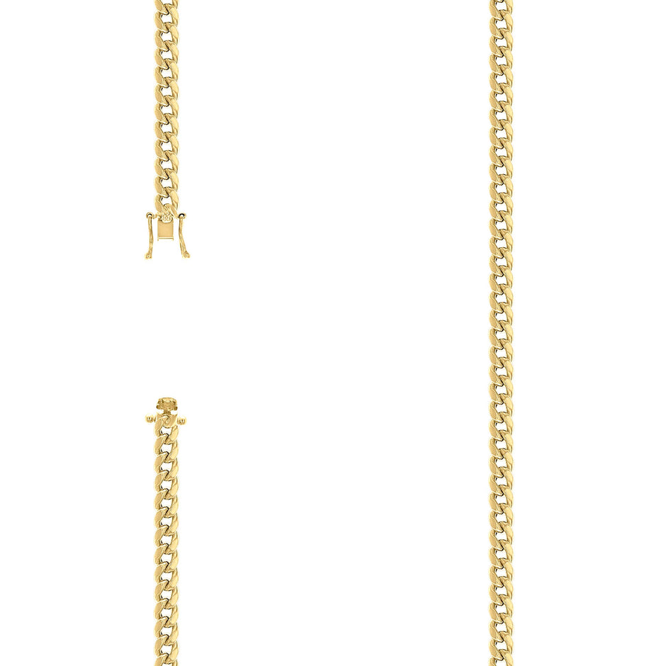925 Sterling Silver Hollow Miami Cuban Chain Yellow 120 4.1mm-22" - SLV-139837