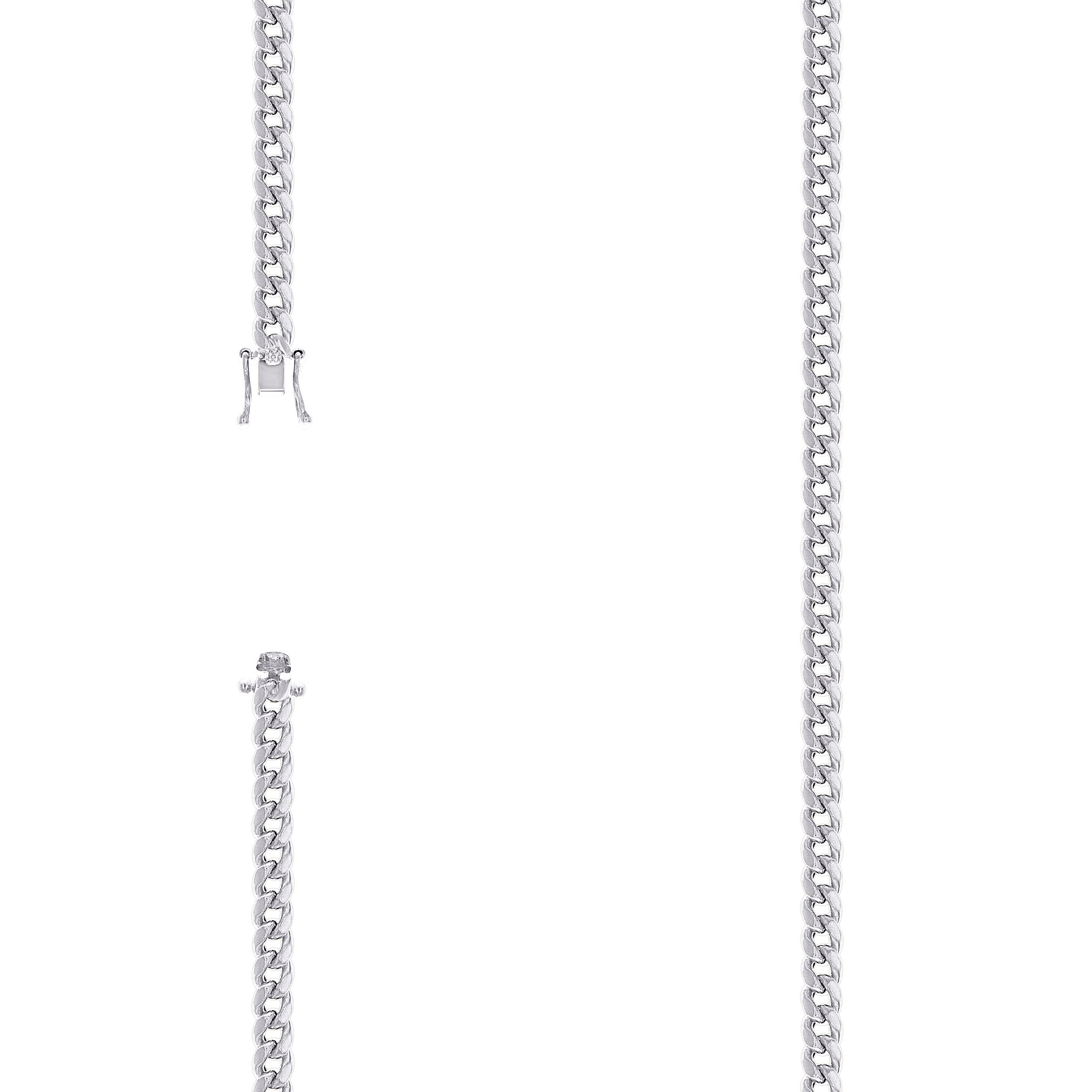 925 Sterling Silver Hollow Miami Cuban Chain Rhodium 120 4.1mm-8