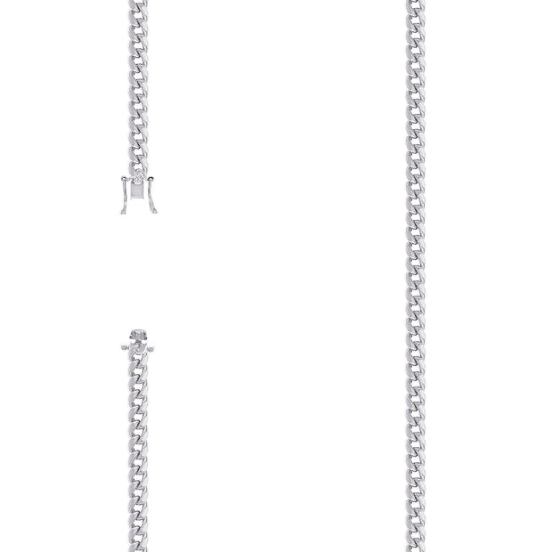 925 Sterling Silver Hollow Miami Cuban Chain Rhodium 120 4.1mm-8"