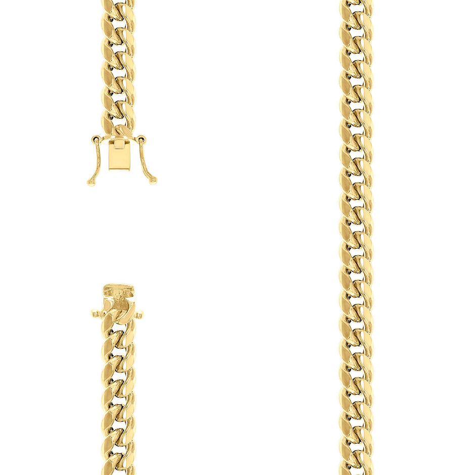 925 Sterling Silver Hollow Miami Cuban Chain Yellow 250 9mm-20" - SLV-139856