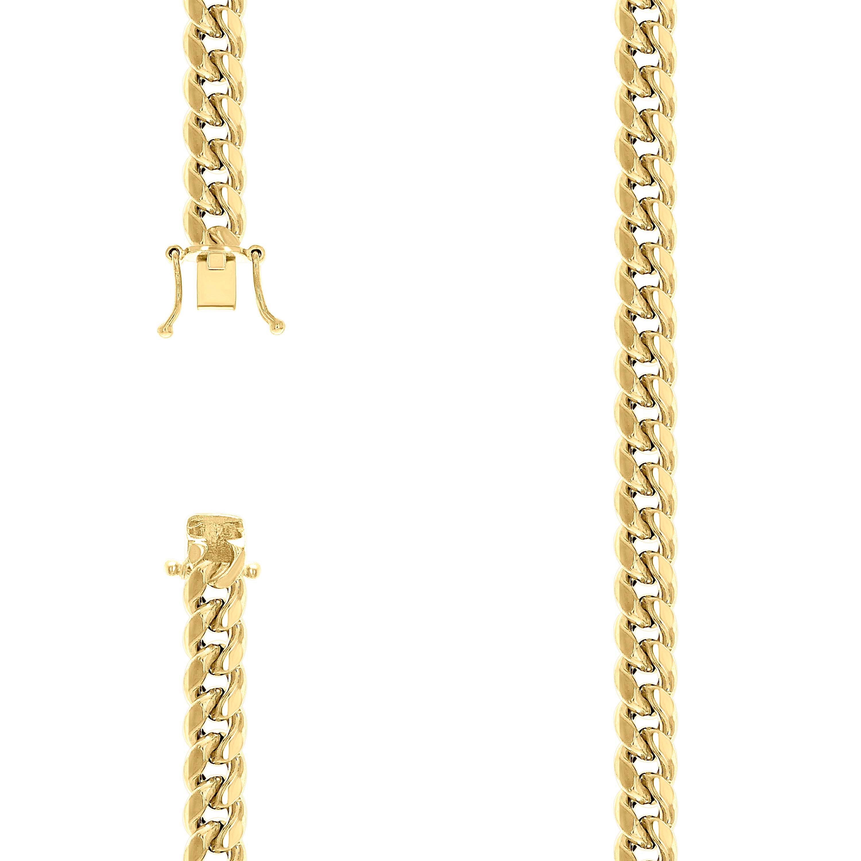 925 Sterling Silver Hollow Miami Cuban Chain Yellow 250 9mm-26