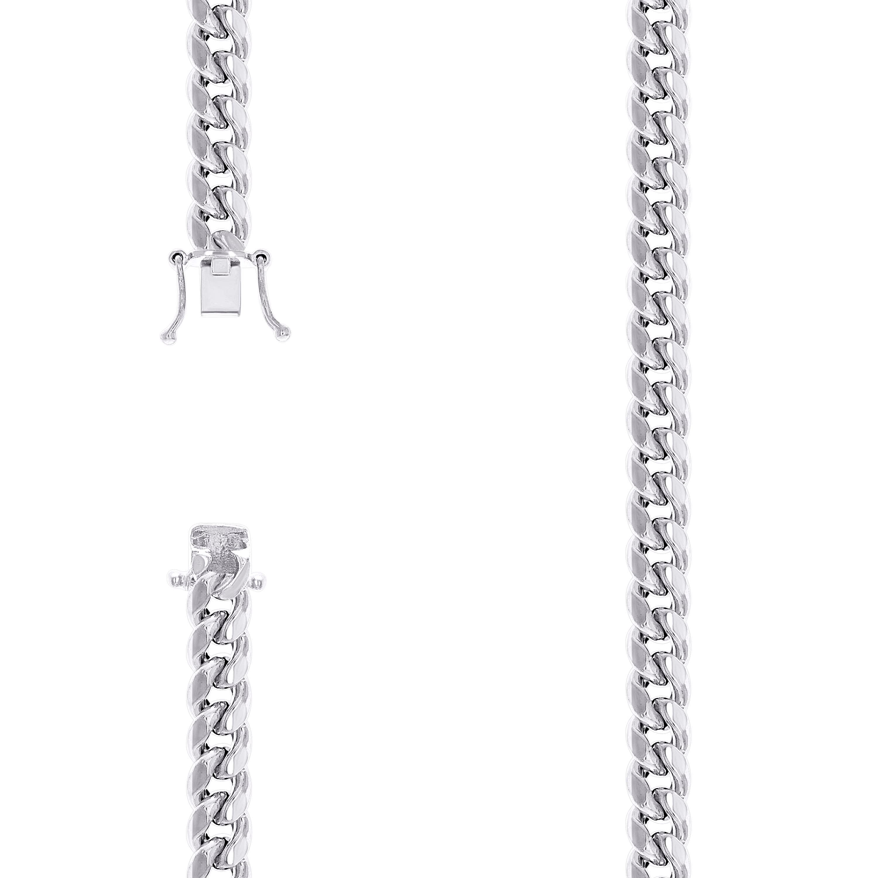 925 Sterling Silver Hollow Miami Cuban Chain Rhodium 250 9mm-26