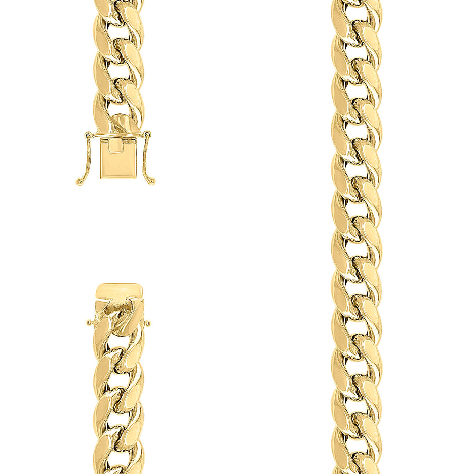 925 Sterling Silver Hollow Miami Cuban Chain Yellow 350 12.5mm-24" - SLV-139870