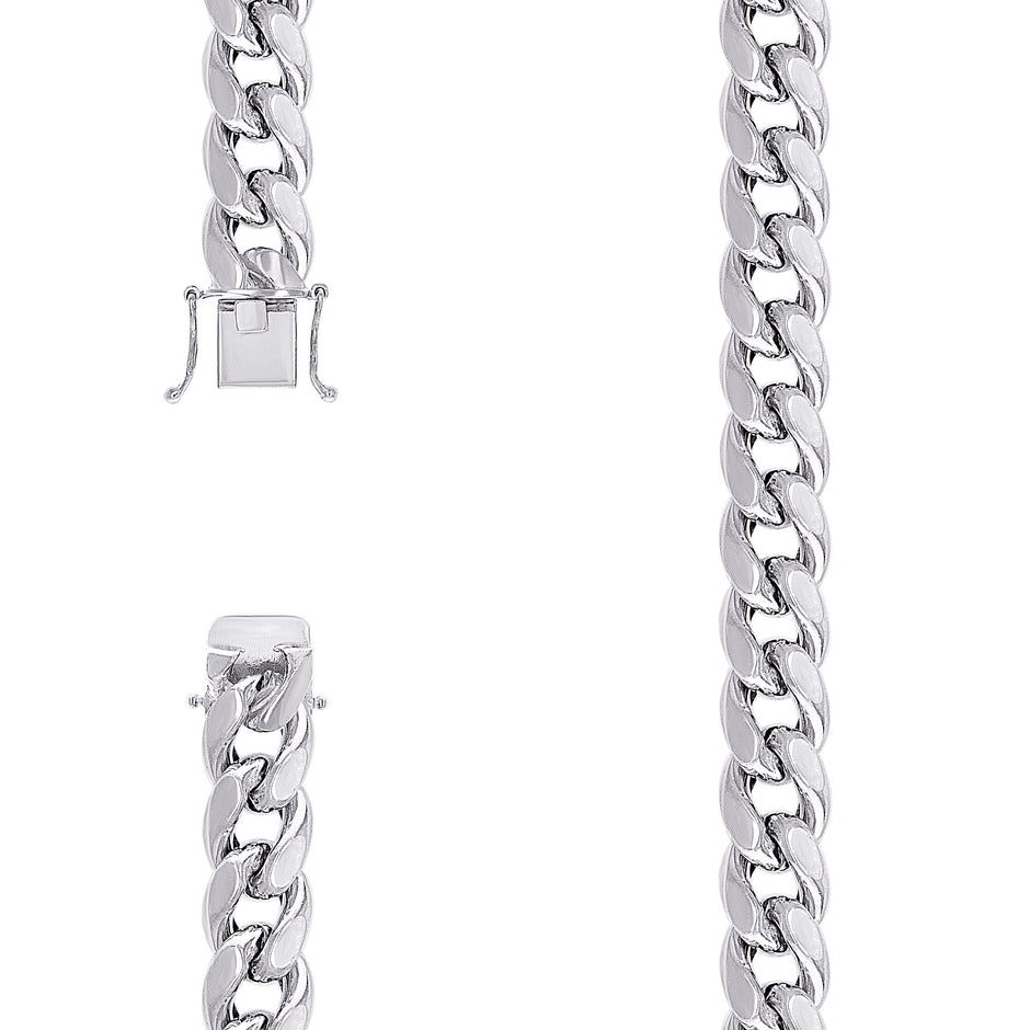 925 Sterling Silver Hollow Miami Cuban Chain Rhodium 350 12.5mm-9" - SLV-138434