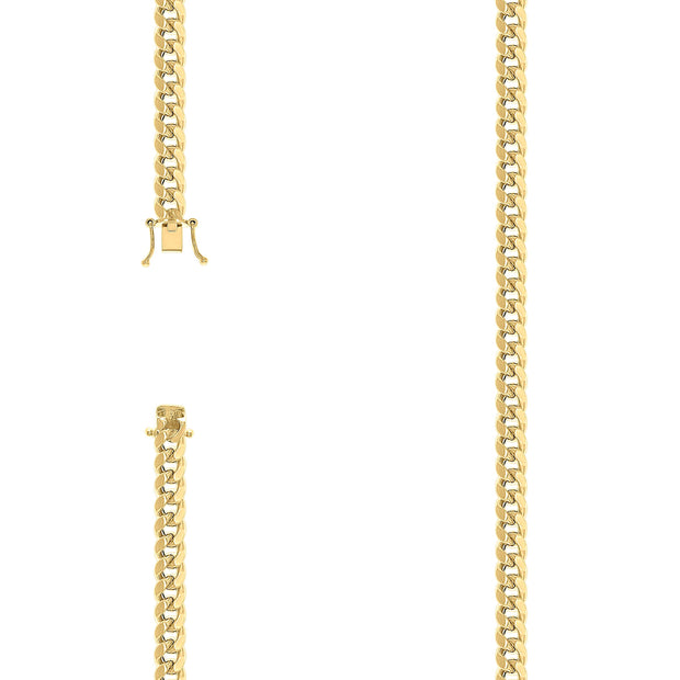 925 Sterling Silver Hollow Miami Cuban Chain Yellow 150 5.2mm-8"