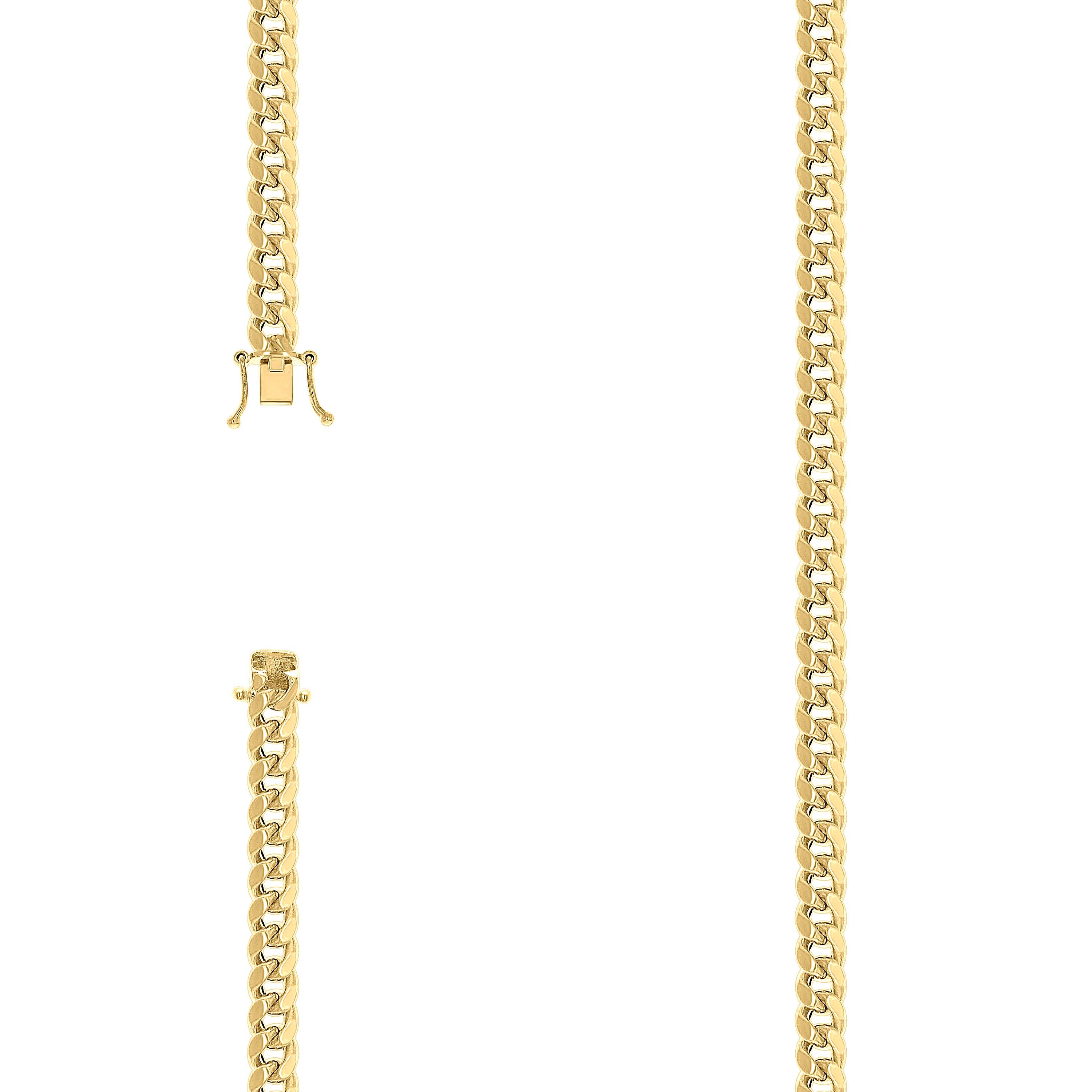 925 Sterling Silver Hollow Miami Cuban Chain Yellow 150 5.2mm-18