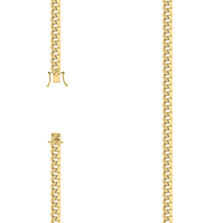 925 Sterling Silver Hollow Miami Cuban Chain Yellow 150 5.2mm-20" - SLV-139843
