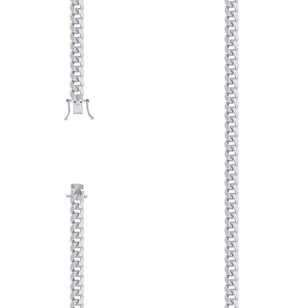 925 Sterling Silver Hollow Miami Cuban Chain Rhodium 150 5.2mm-8"