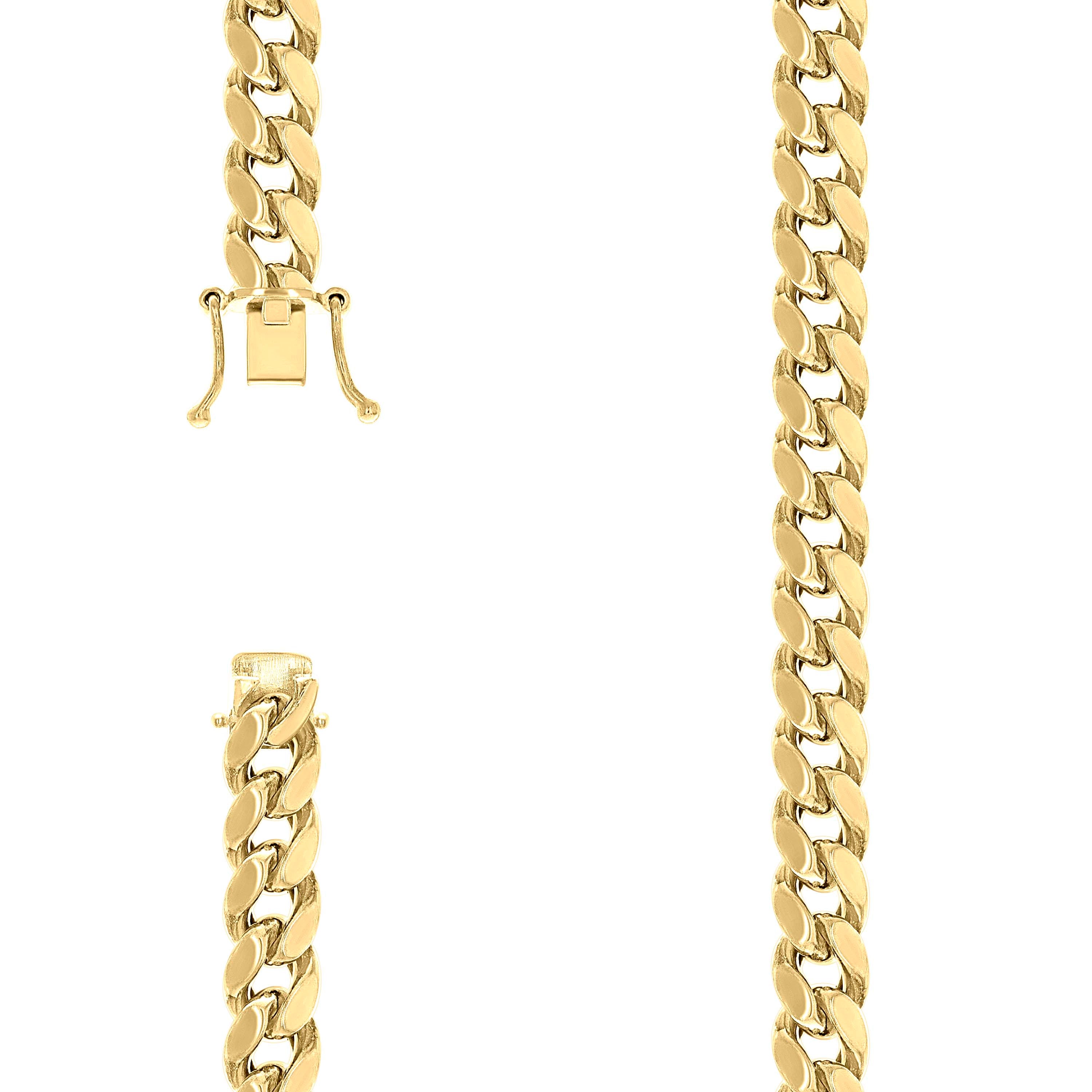 925 Sterling Silver Hollow Miami Cuban Chain Yellow 300 11mm-22