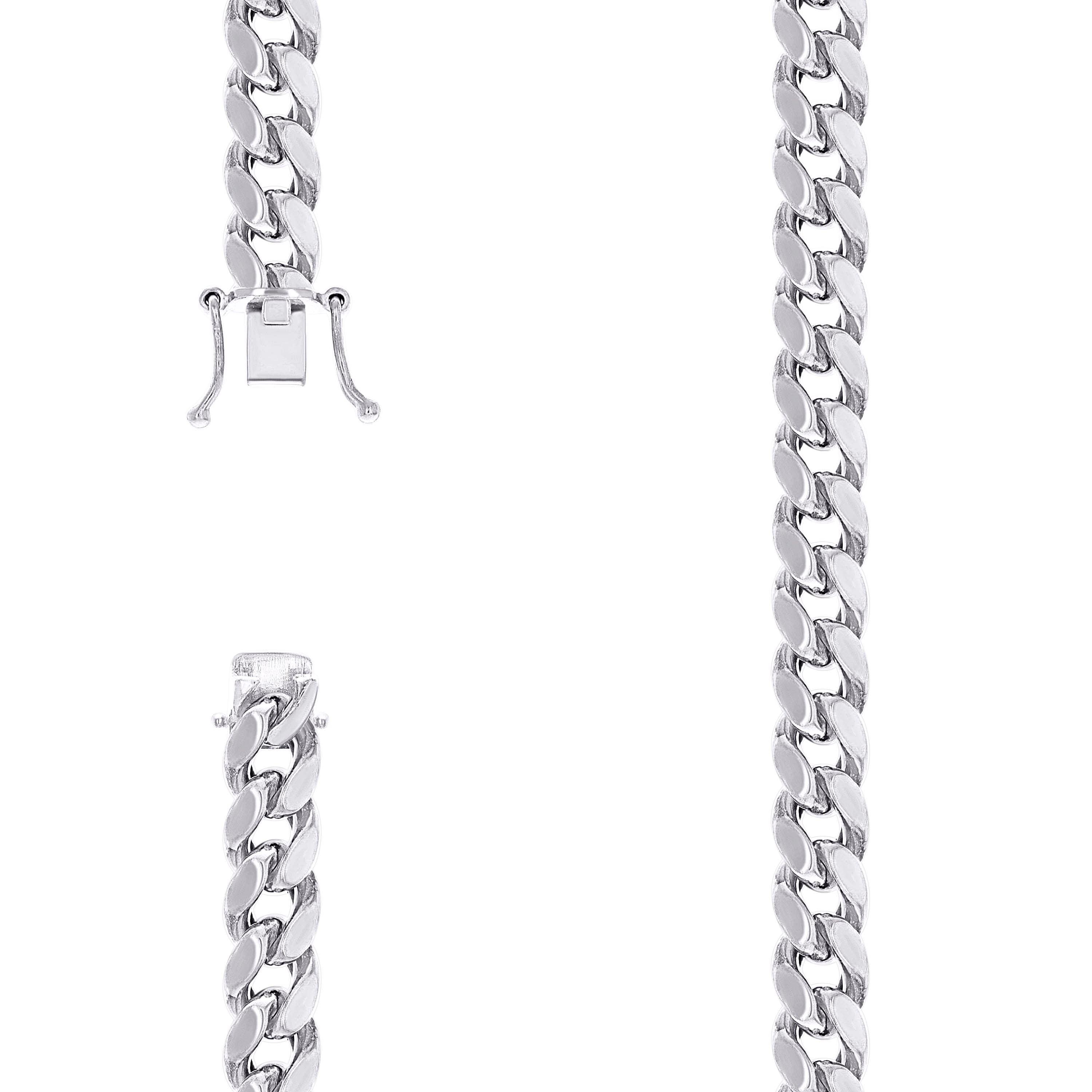 925 Sterling Silver Hollow Miami Cuban Chain Rhodium 300 11mm-22